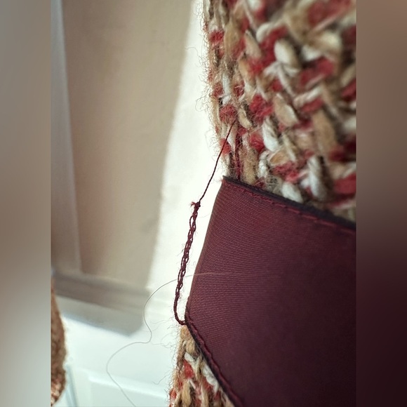 PHILIPPE ADEC 4 38 Vntg Y2K 90’s Wool Blend Tweed Jacket Wine Blazer Ribbon Belt - Picture 12 of 14